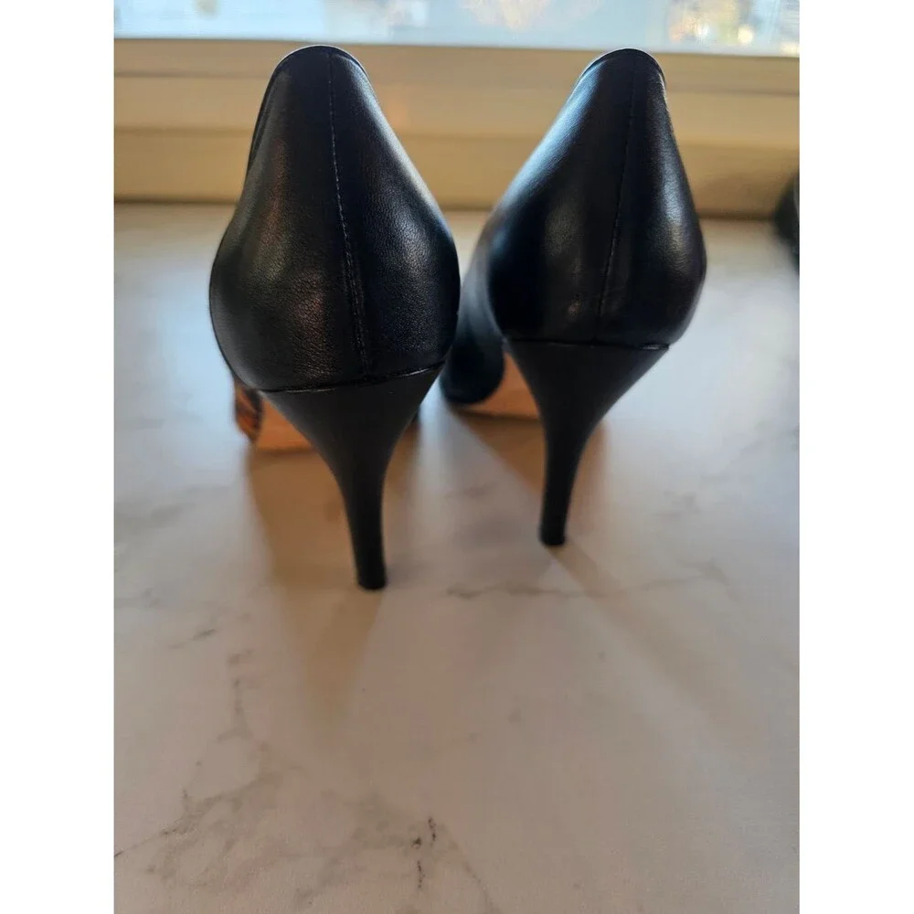 Corso Como Black Pointed-Toe Pumps with Leopard Accent